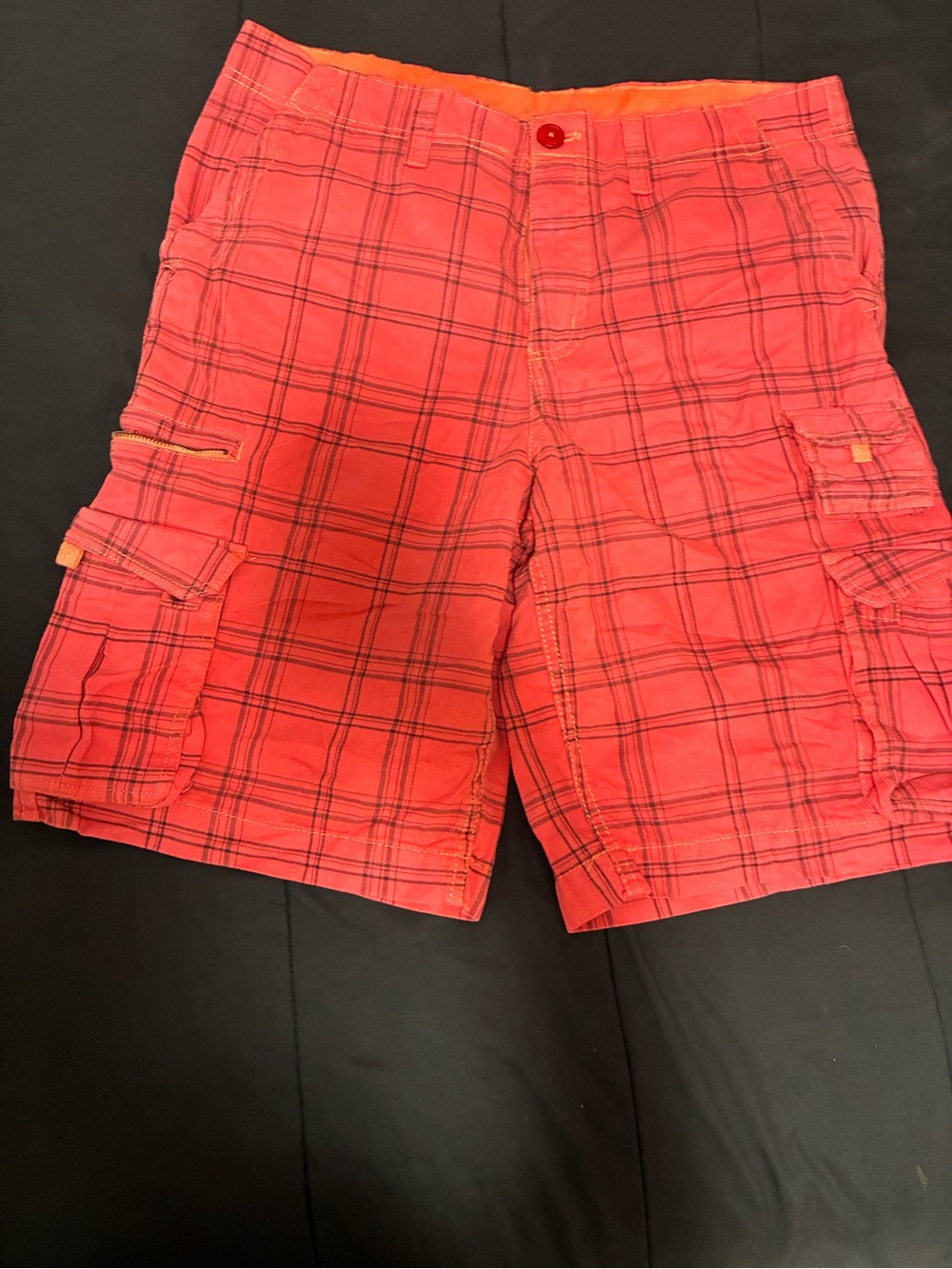 Faded Glory Red Plaid Cargo Shorts